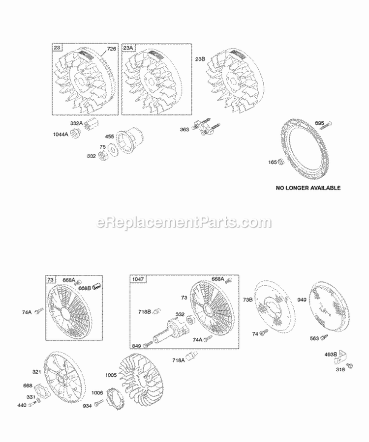 Air Guides Back Plate Blower Housing Diagram and Parts List for 350442-0001-01  Briggs and Stratton Engine
